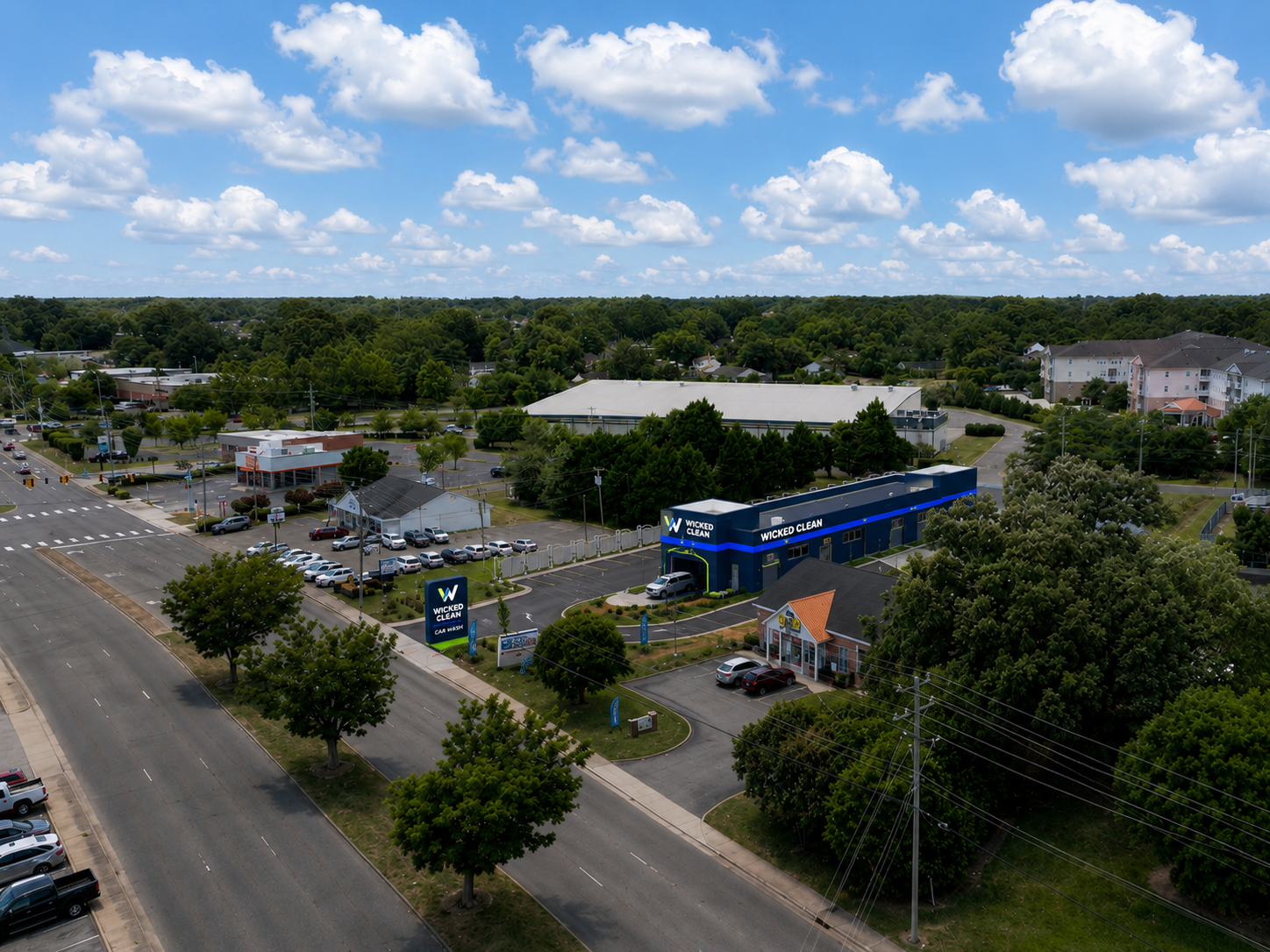 Overhead view of the Wicked Clean property and traffic flow concept.
