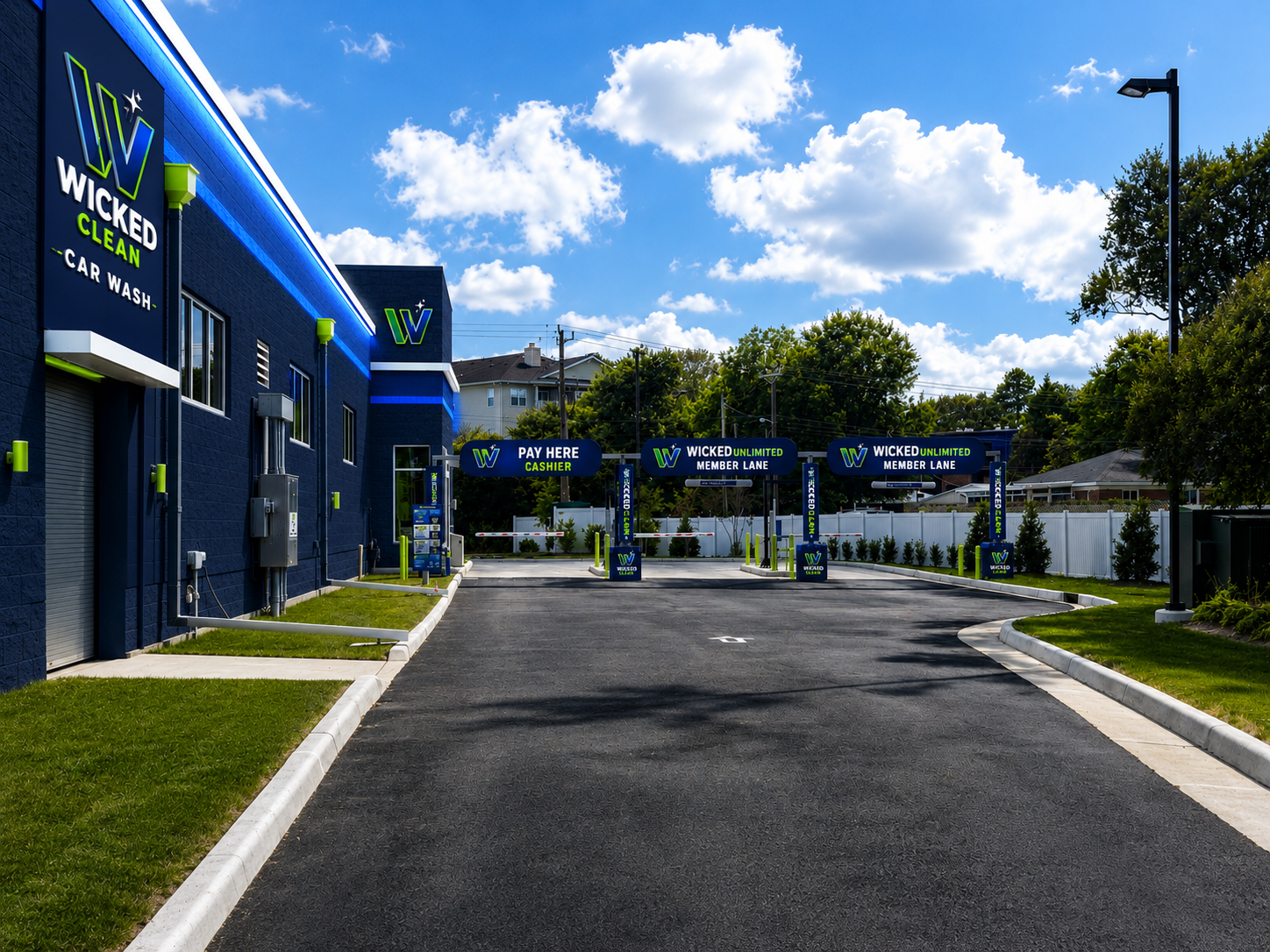 Wicked Clean pay lanes and member lane entry concept.